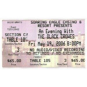 2006 Black Crowes Concert Ticket Stub Mount Pleasant MI
